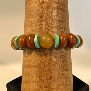 Burmese Jade Prayer Beads and Turquoise Bracelet